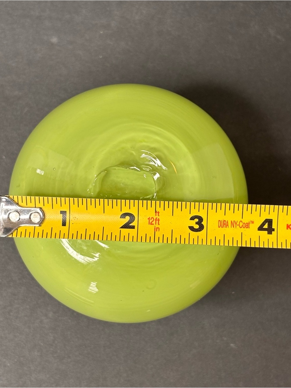 Hand Blown Glass Art Vase - Light Green And Bright Yellow - Picture 7 of 7